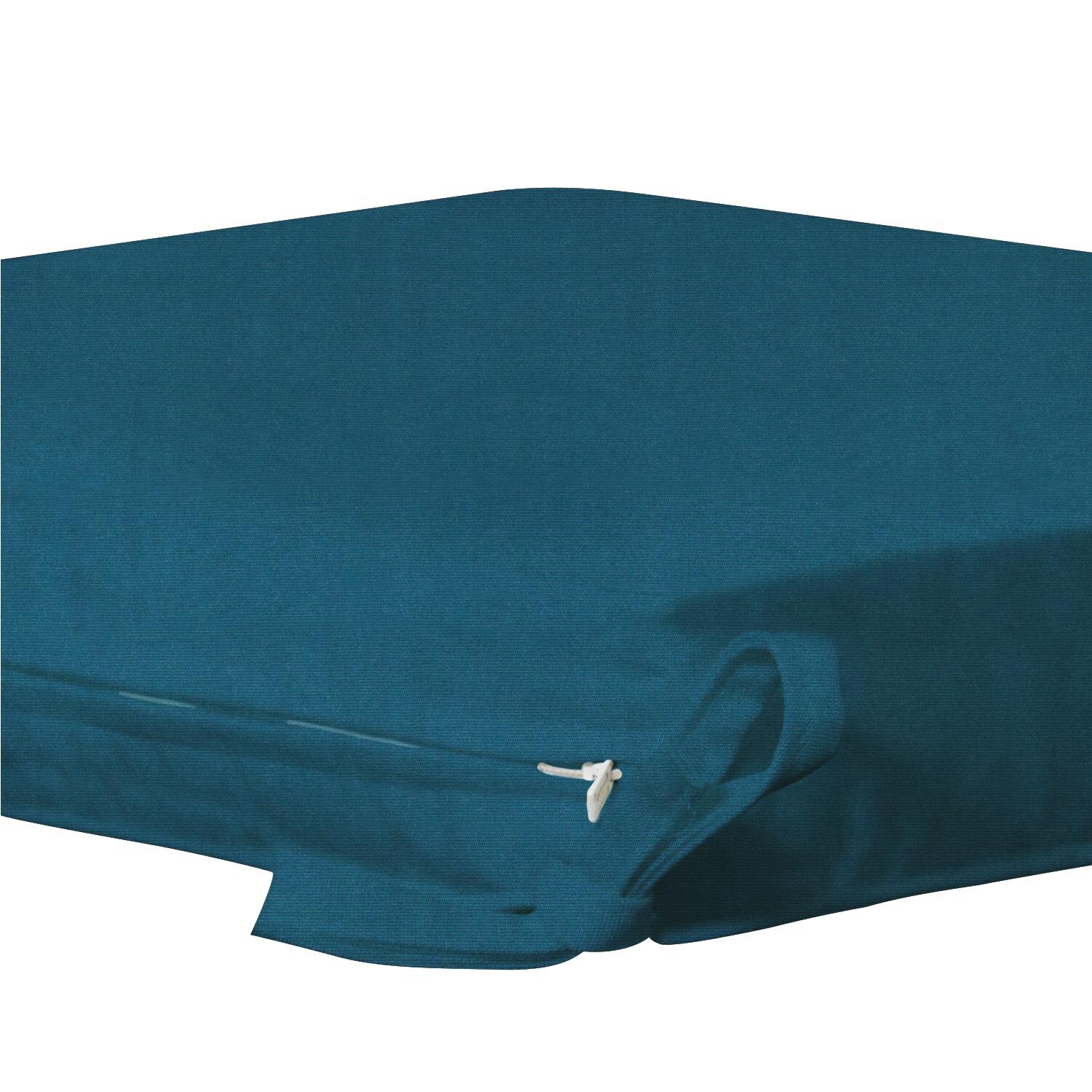 Sunbrella Spectrum Peacock Extra Large Outdoor Replacement Seat Cushion W/ Knife Edge By UltimatePatio.com - Zipper and Tie Detail thumbnail