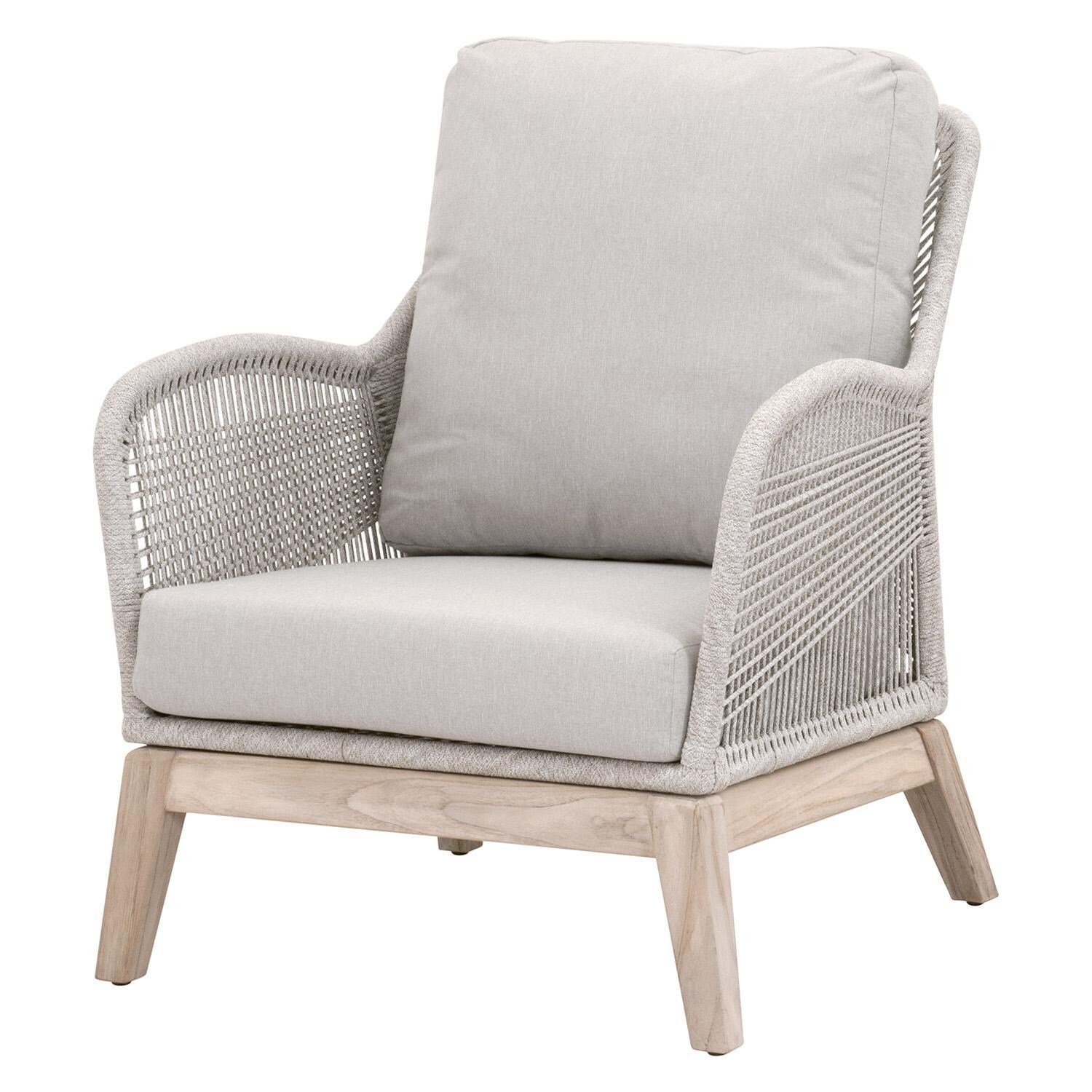 Lakeview Peninsula Way Woven Rope Club Chair in Taupe & White - Angled View thumbnail