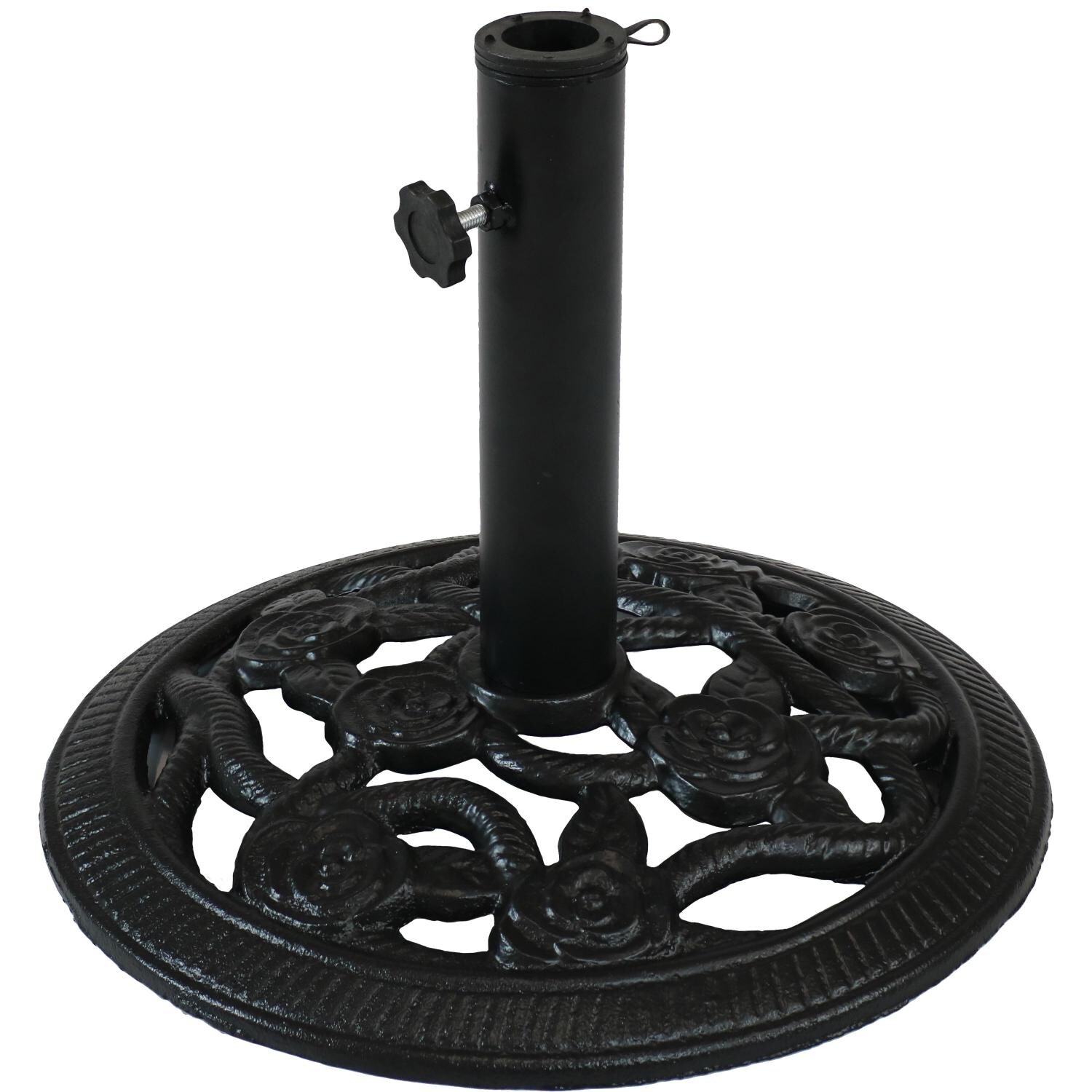 Sunnydaze 17 Lb Rose Blossom Cast Iron Umbrella Base - Black image
