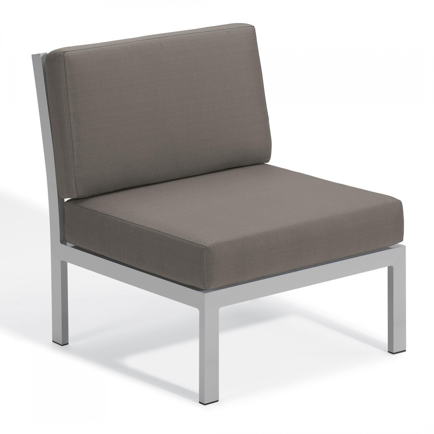 Travira Aluminum Sectional Armless Club Chair in Flint/Stone by Oxford Garden
