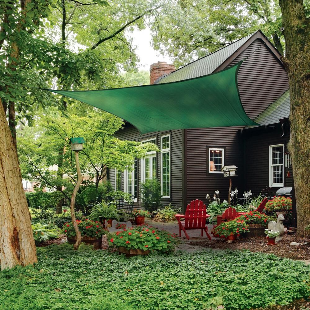 ShadeLogic Sun Shade Sail Heavy Weight 12 Foot Square - Evergreen Backyard Patio Cover thumbnail