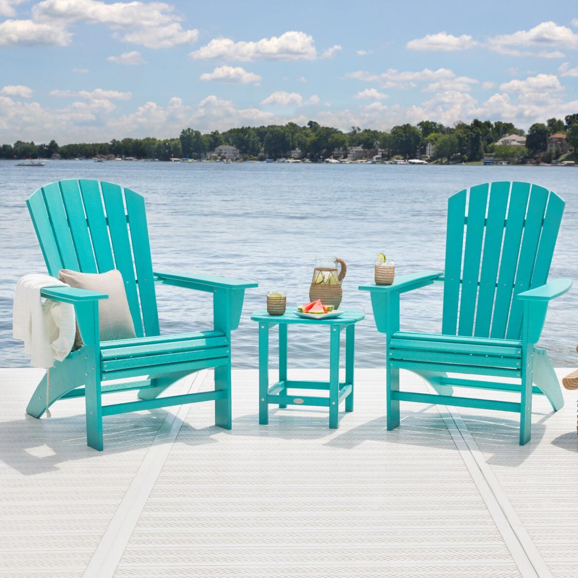 POLYWOOD PWS419-1-AR Nautical 3-Piece Curveback Adirondack Set thumbnail