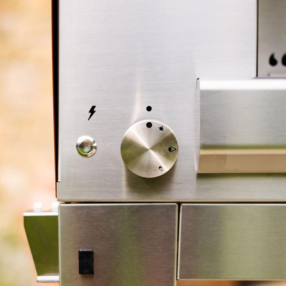 Fontana Forni FTROM-H-S + FTCART-XL Roma Hybrid Pizza Oven on Cart - Stainless Steel - Controls - Detail thumbnail