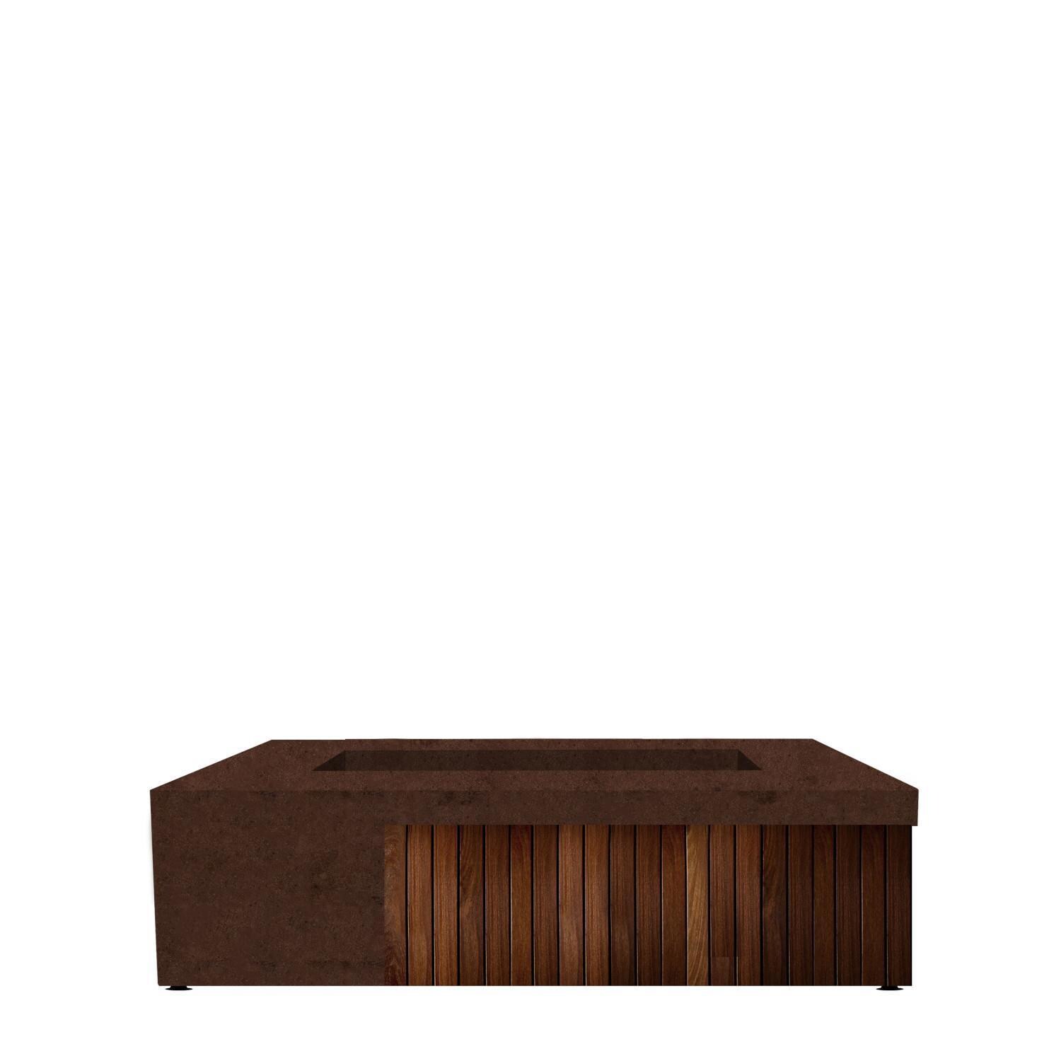 Islandwood 72 Inch Rectangular Glass Fiber Reinforced Concrete Natural Gas Fire Pit Table in Cafe by Lakeview Outdoor Designs