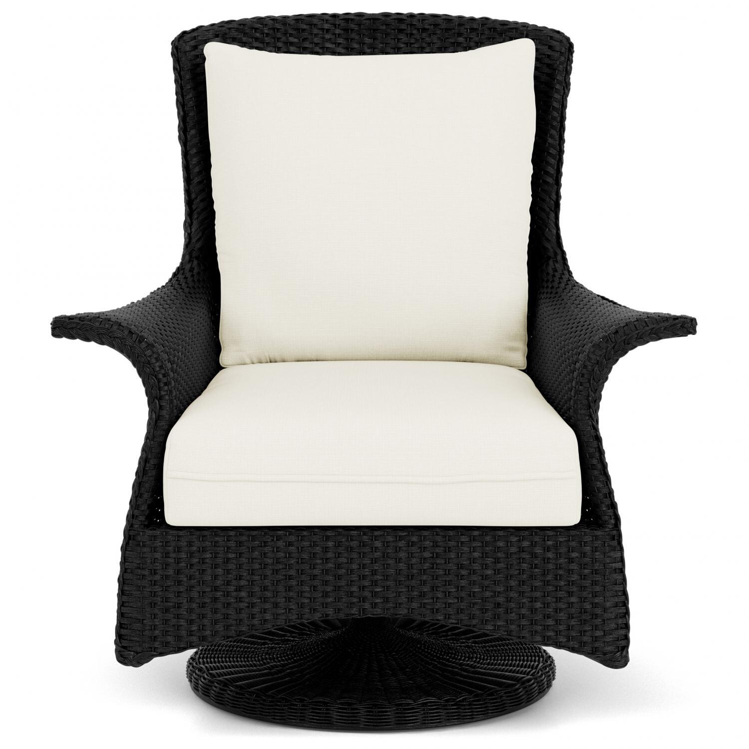 Mandalay Lloyd Loom Swivel Rocker Club Chair in Ebony/Sailcloth Salt by Lloyd Flanders