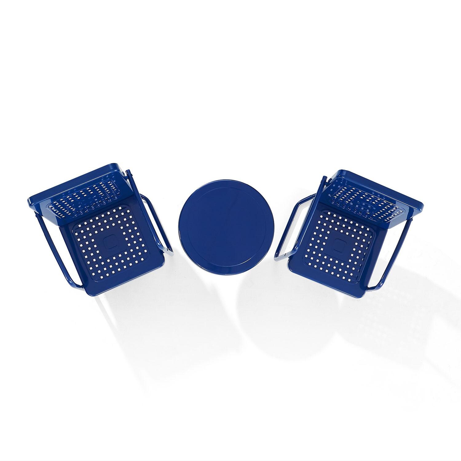 Ultimate Patio UP-32252NV 3Pc Retro Outdoor Chair Set in Navy Blue - Overhead View - White Background thumbnail