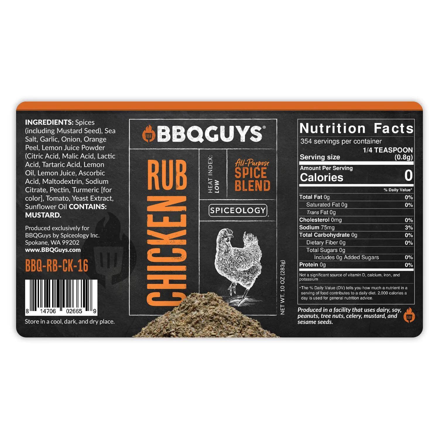 BBQGuys Signature x Spiceology Complete Collection Rub Variety Pack - Chicken Rub Nutrition Label thumbnail