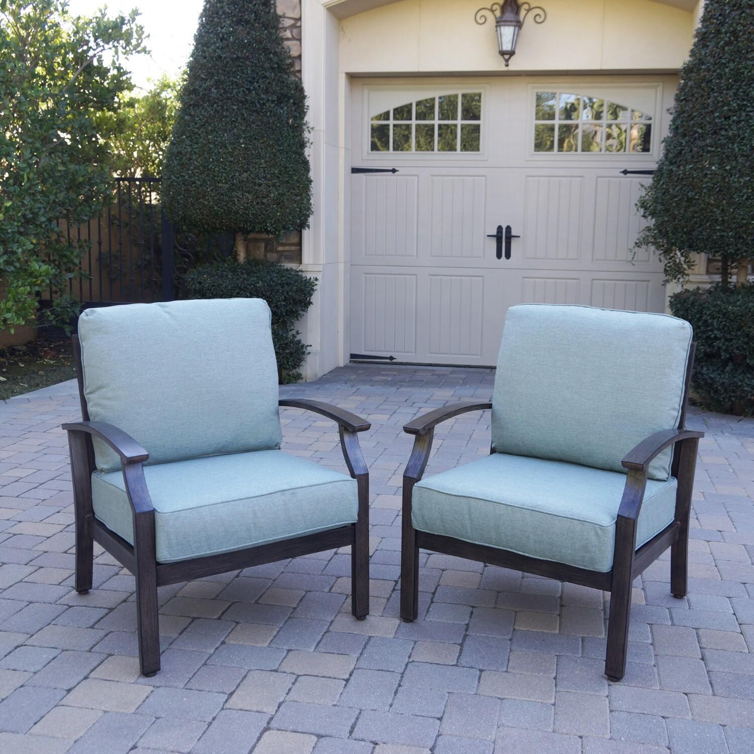 Atlantis 2 Pc Aluminum Club Chair Set in Walnut/Spa by Darlee - Hero - Lifestyle thumbnail