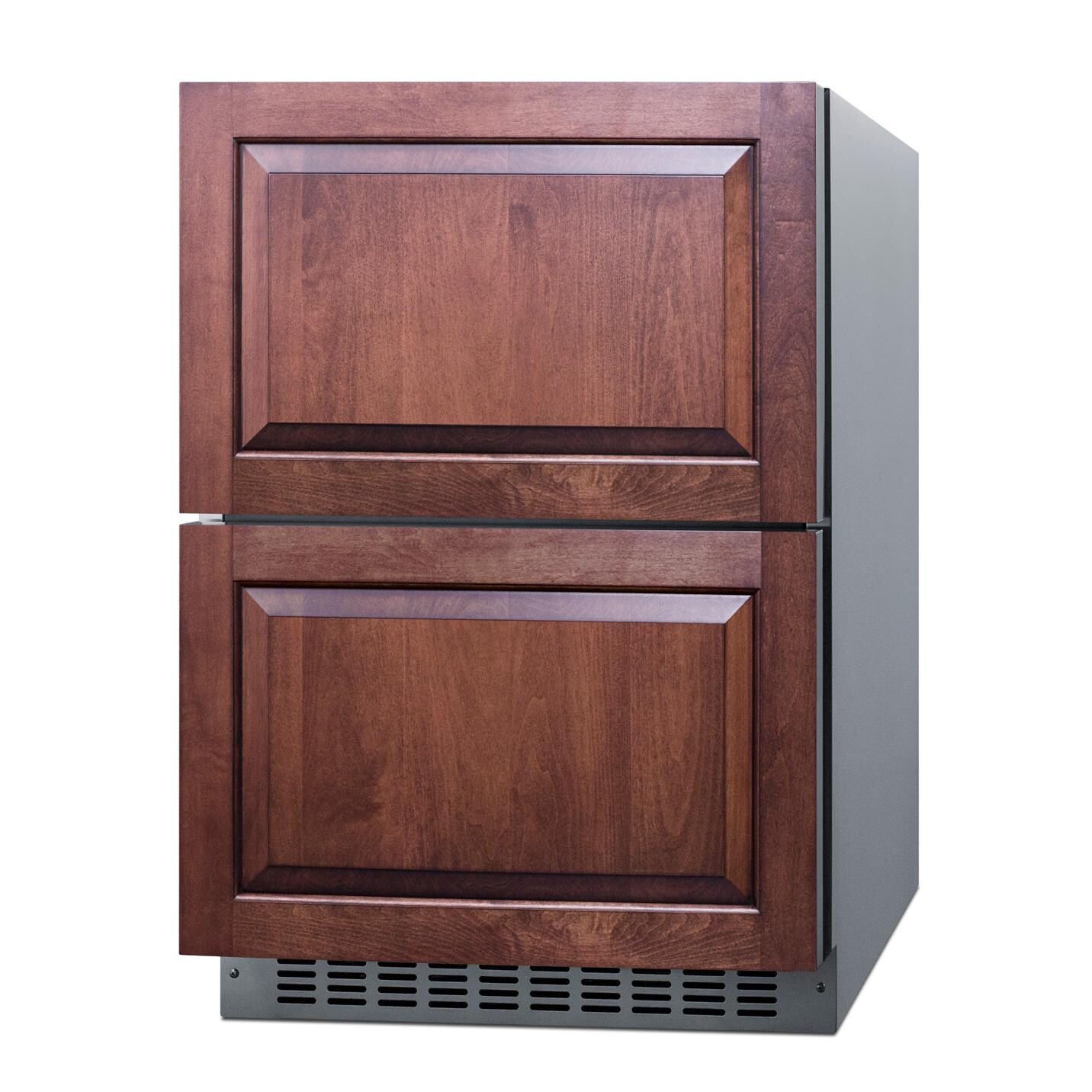 Summit ADRF244CSS 24-Inch 3.32 Cu. Ft. 2-Drawer Refrigerator-Freezer - Custom Panel - Angled thumbnail