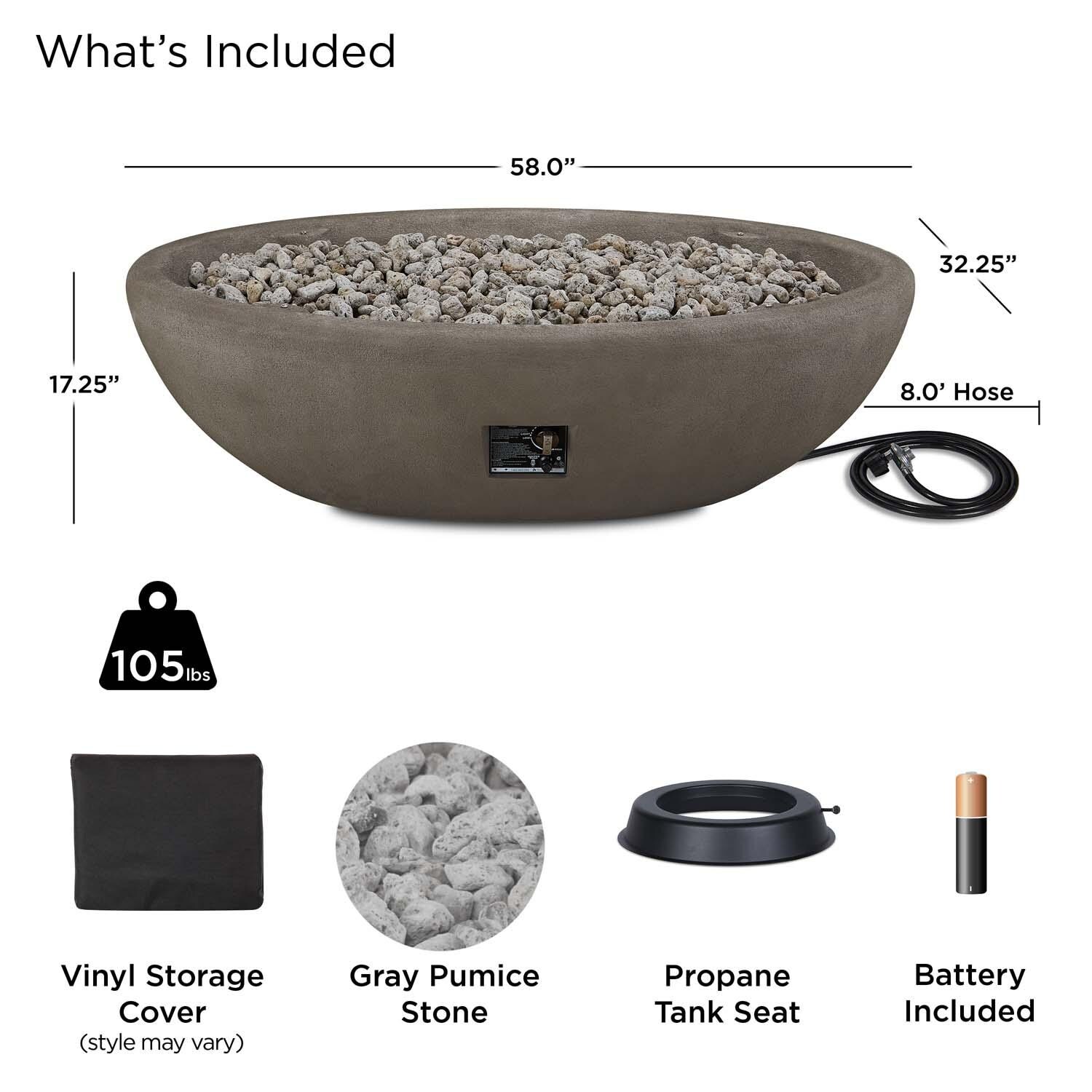 Creekwood 58 Inch Oval MGO Propane Fire Bowl in Glacier Gray by Lakeview Outdoor Designs - Included thumbnail
