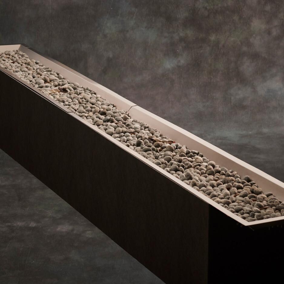 The Outdoor GreatRoom Company CFP12108DSING Crystal Fire Plus 108 Inch Drop-In Linear 180,000 BTU Natural Gas Fire Pit Burner Kit w/ Direct Spark Ignition - Stainless Steel - With Lava Rock - Detail thumbnail