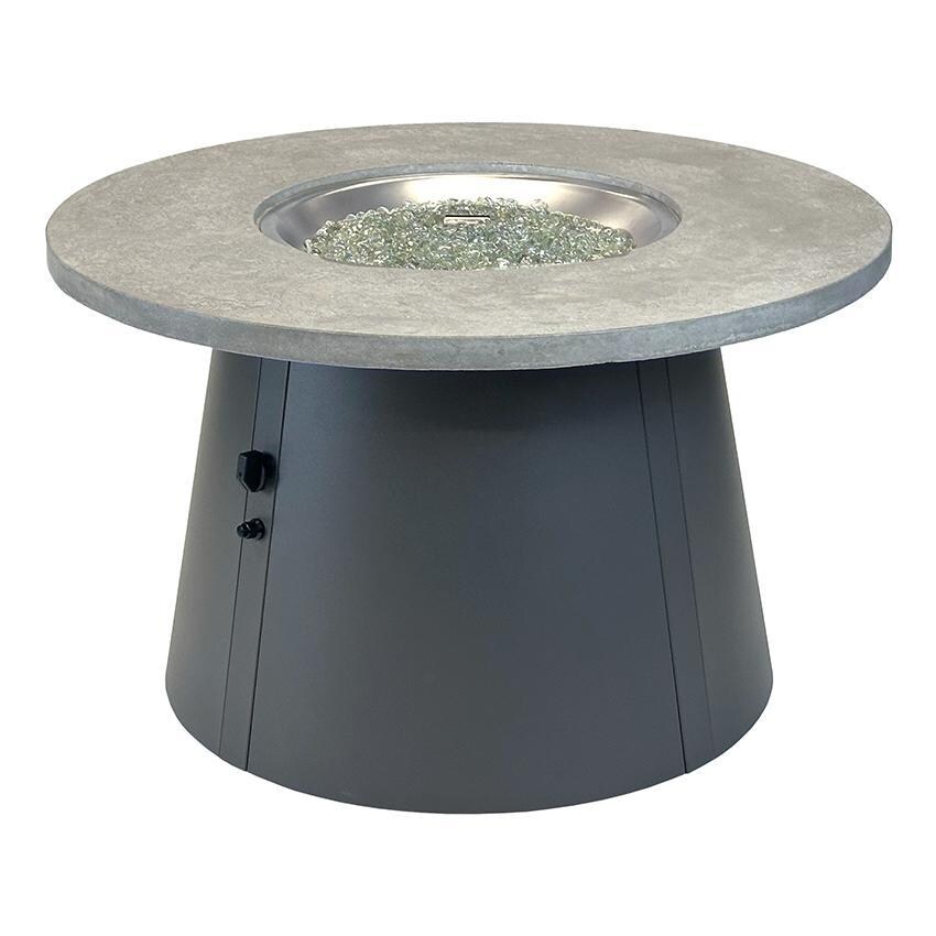 Cirvalo 42 Inch Round Natural Gas Fire Pit in Relic Grey/Charcoal by The Outdoor GreatRoom Company - White Background thumbnail