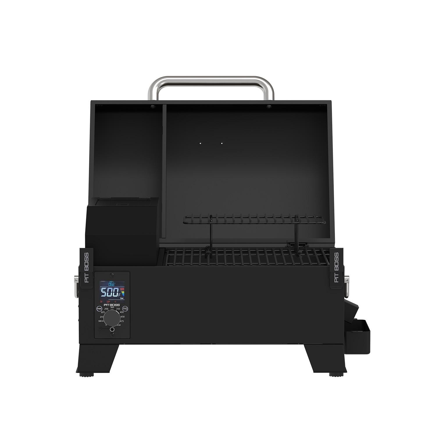 Pit Boss 11091 Table Top Pellet Grill - Matte Black - Front Open - White Background thumbnail