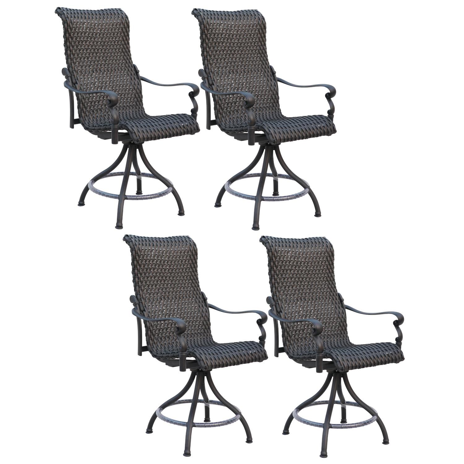 Darlee 501210-7CH-4 Victoria 4 Piece Resin Wicker Patio Counter Height Swivel Bar Darlee Stool Set thumbnail