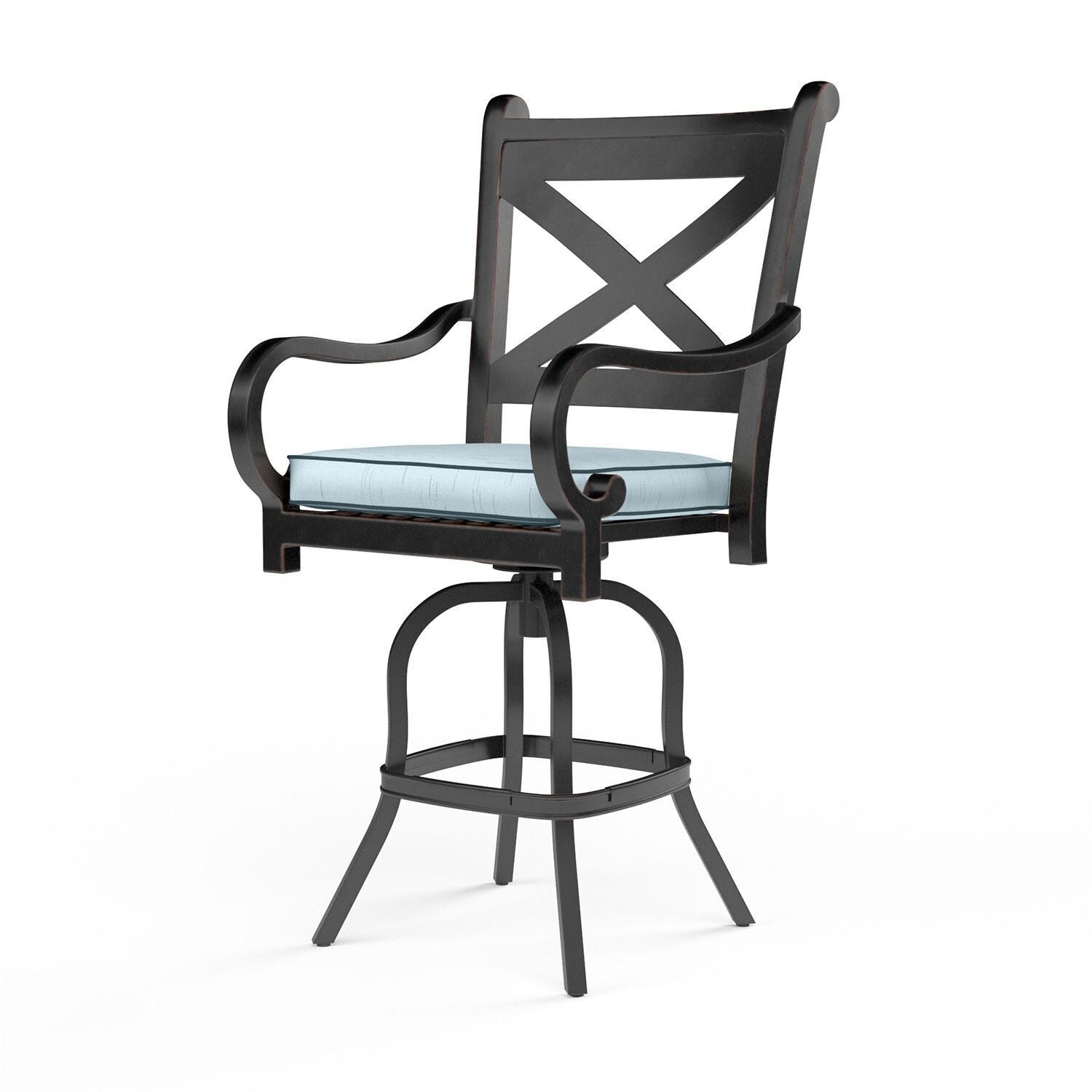 Monterey Aluminum Patio Counter Stool in Canvas Skyline w/ Self Welt By Sunset West - Display - White Background thumbnail