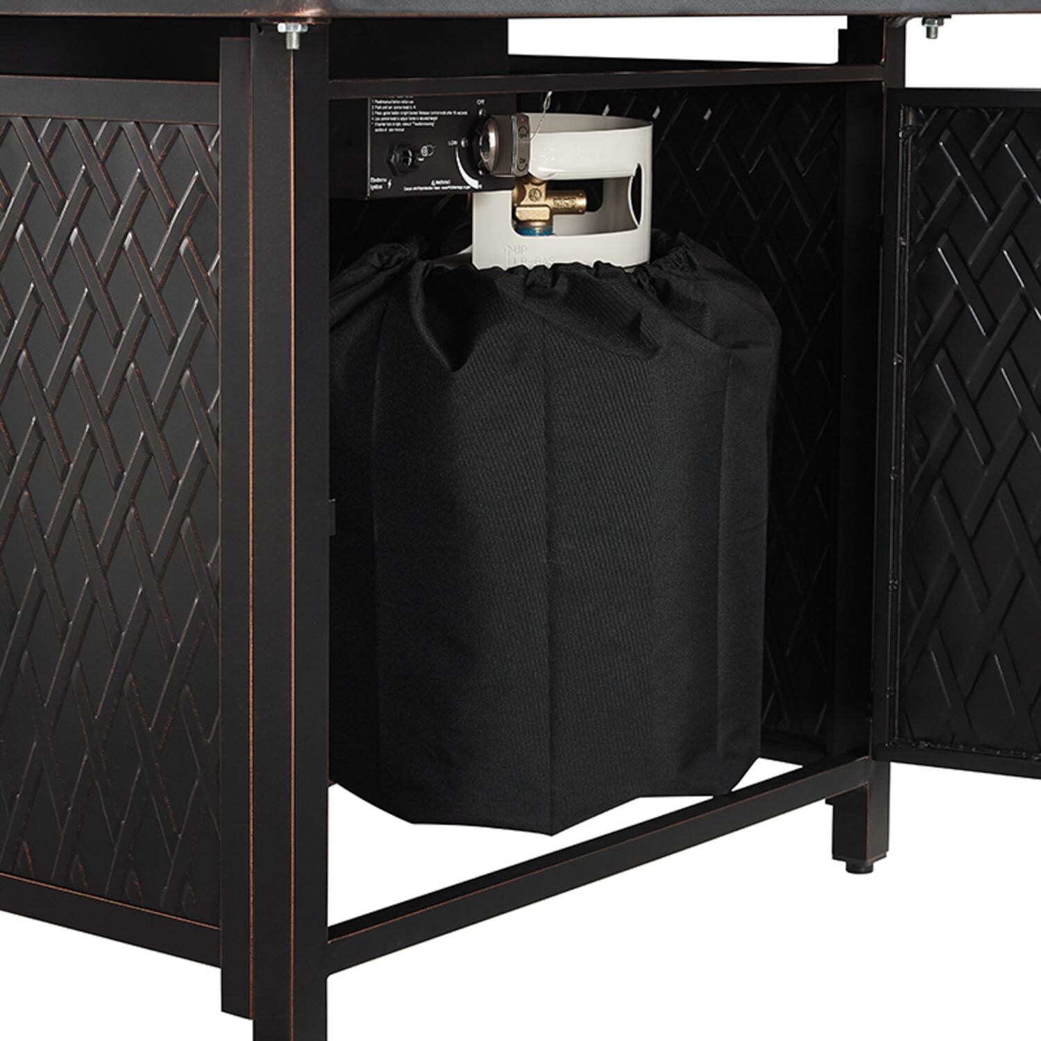 Ultimate Patio SC63694 Palm Way 32-Inch Square Aluminum Propane Fire Pit Table - Tank Storage thumbnail