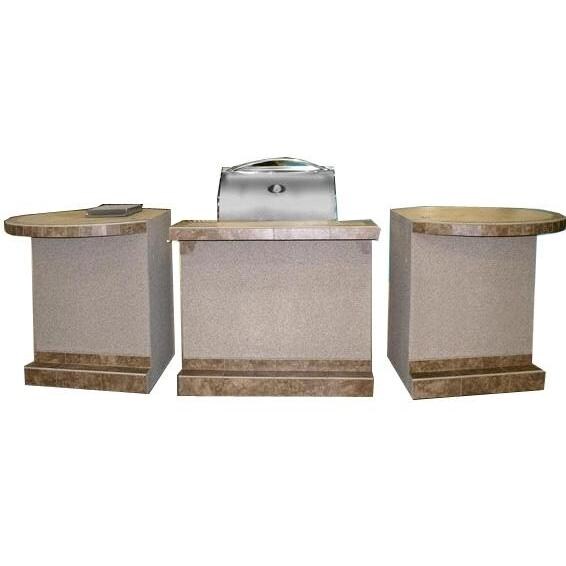 Cal Flame 3-Piece BBQ Island With Rounded Tropical Cream Counter Top / Stony Creek Base - Back View thumbnail