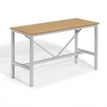 Travira 72 X 30 Inch Rectangular Aluminum Patio Bar Table W/ Tekwood Natural Top By Oxford Garden