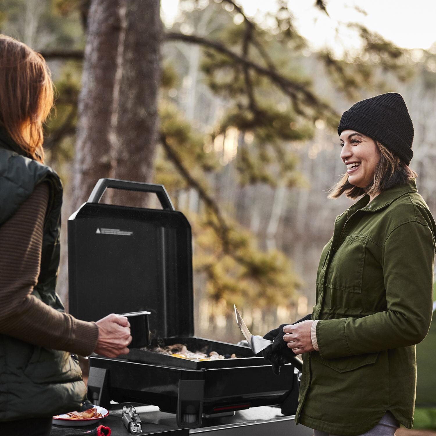 Weber Traveler 1500012 17-Inch Portable Griddle - Cooking on Griddle - Camping Trip - Lifestyle thumbnail