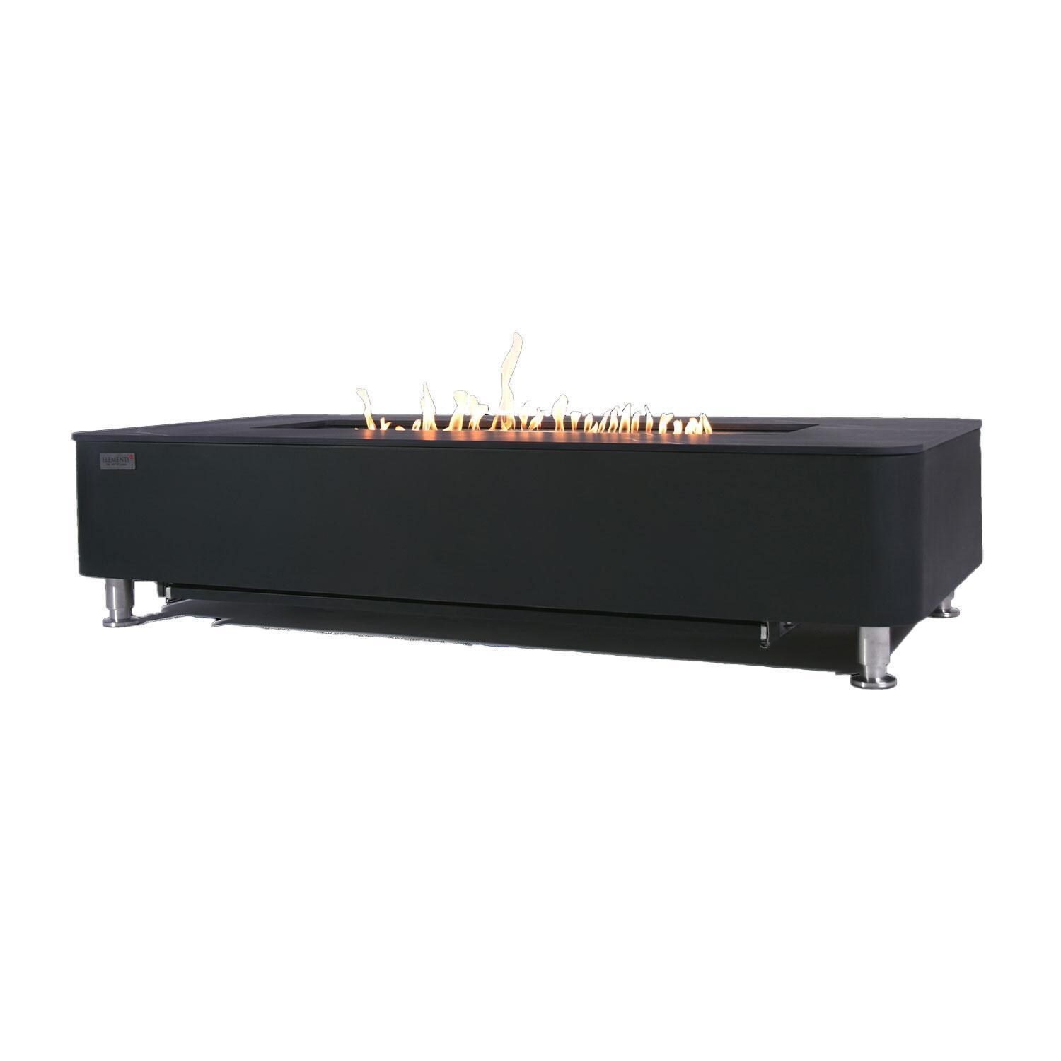 Elementi Valencia 30-Inch Rectangle Marble Porcelain Natural Gas Fire Pit Table - Black - White Background thumbnail