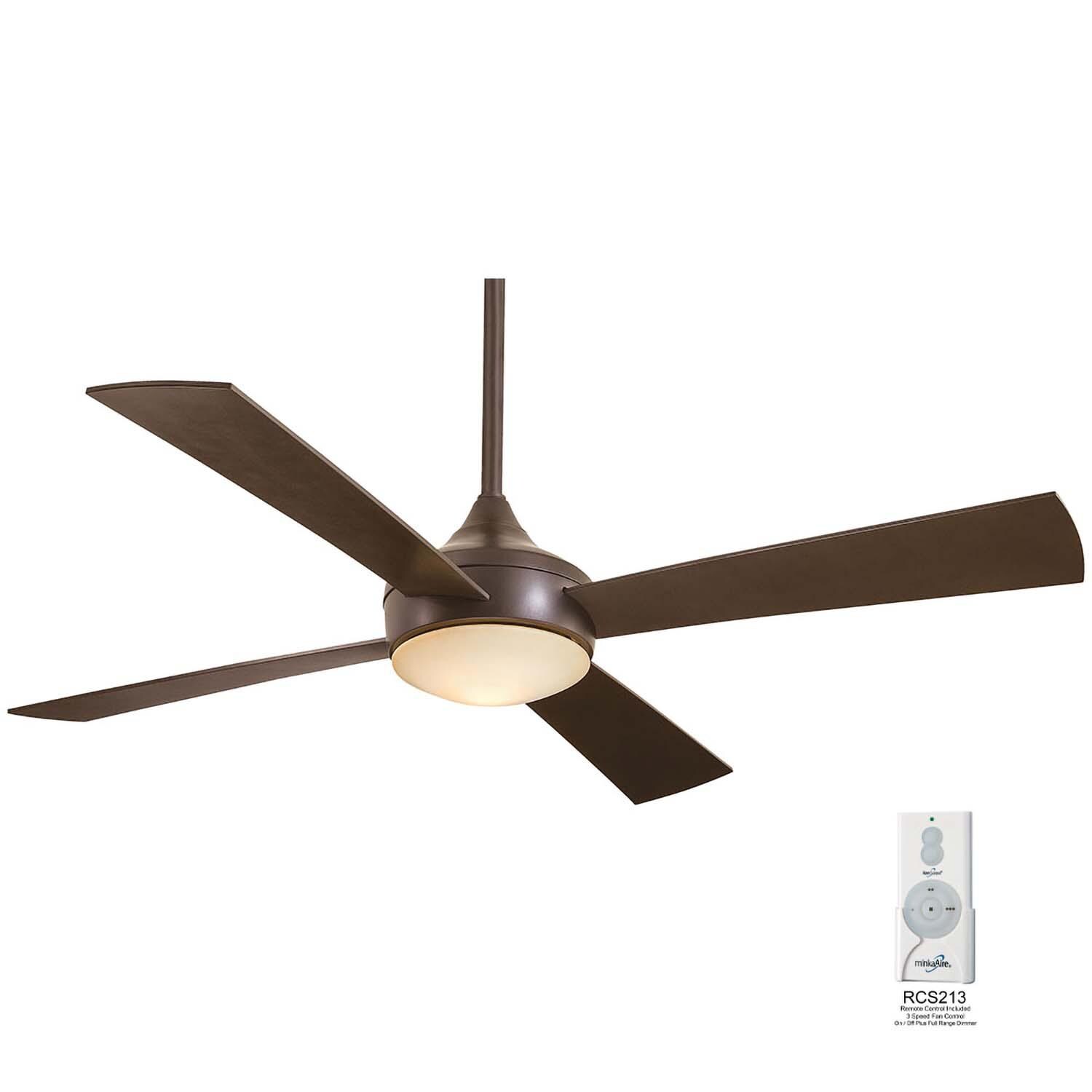 Minka-Aire F523L-ORB Aluma Wet 52-Inch 4-Blade LED Ceiling Fan in Oil Rubbed Bronze Finish w/ Oil Rubbed Bronze Blades & Tinted Opal Glass - Remote Included thumbnail