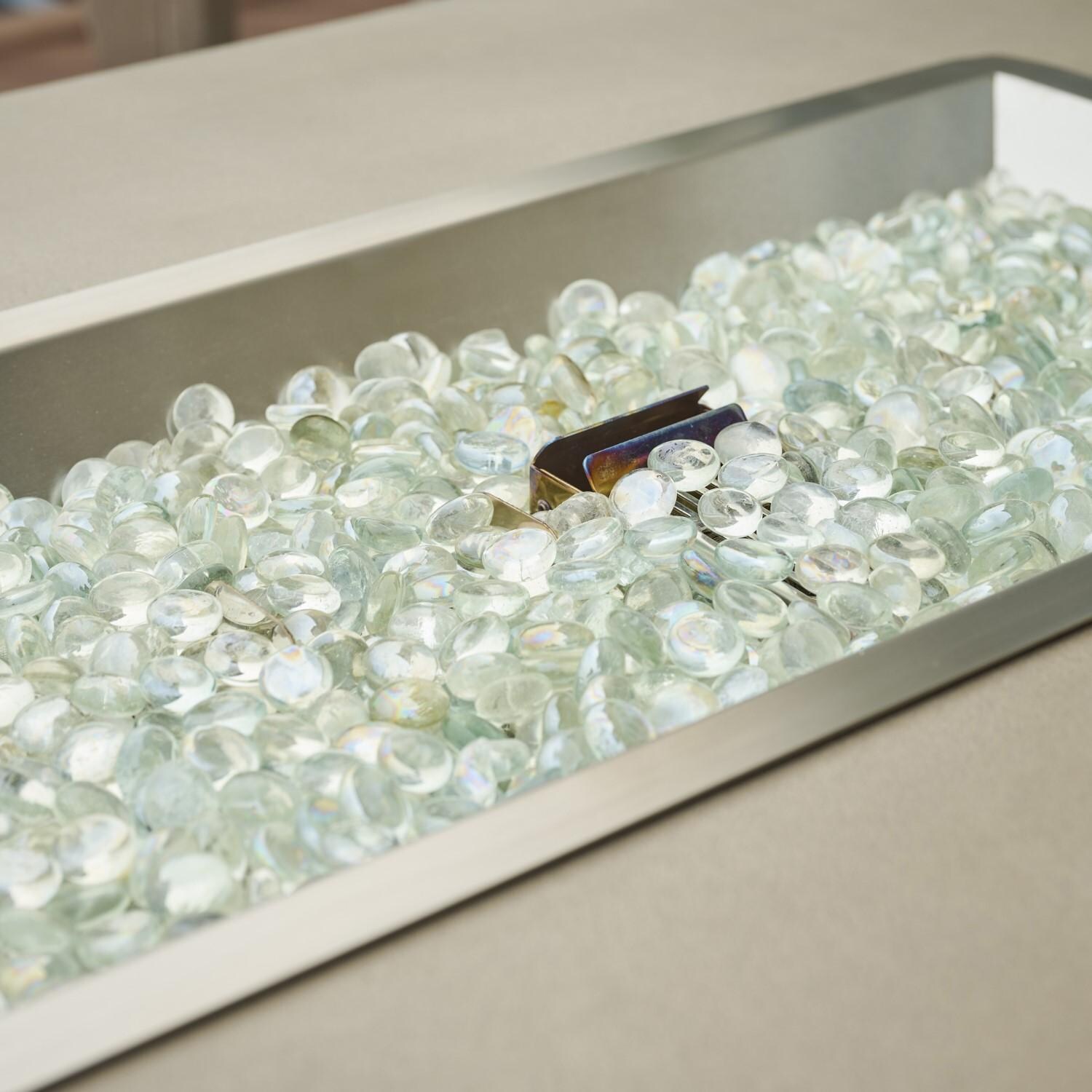 Havenwood 44 Inch Fire Pit Table W/ Pebble Grey Top & Black Base - Burner Off - Detail thumbnail