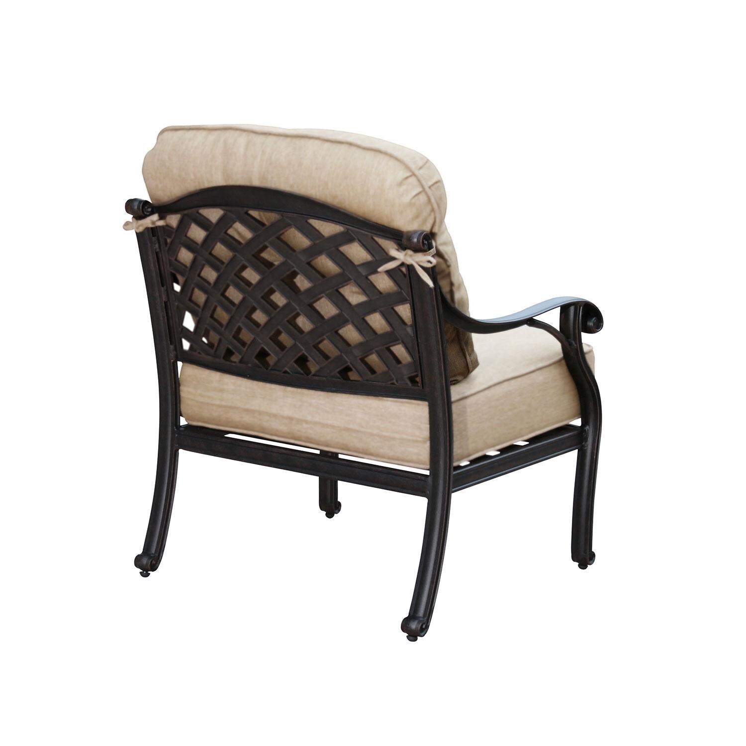 Nassau Cast Aluminum Club Chair in Antique Bronze/Sesame by Darlee