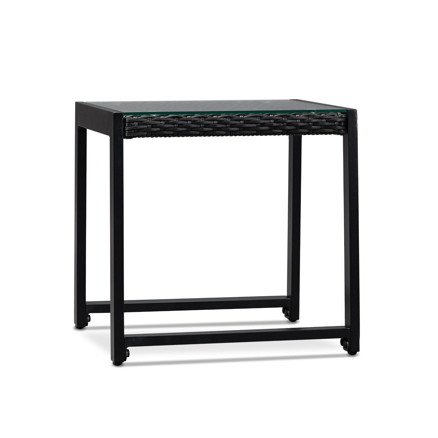 Lakeview Rustic Bay Black 2 Piece Aluminum End Table Set - Side View - White Background thumbnail