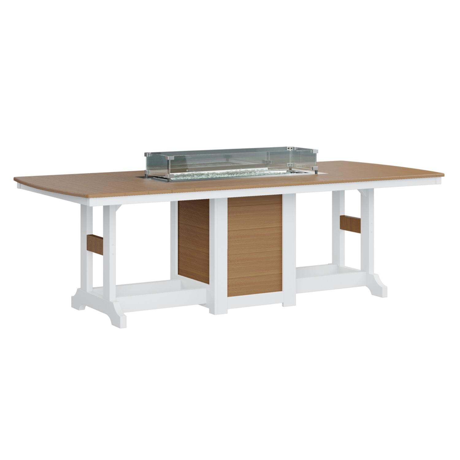 Garden Classic 96-in Fire Pit Dining Table in Natural Teak / White by Berlin Gardens - White Background thumbnail