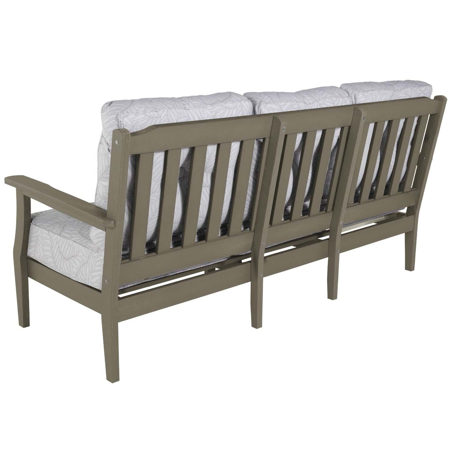 Blushing Bay 2 Pc Recycled Plastic Seating Set in Lively Parchment/Woodland Brown by Lakeview Outdoor Designs - Love Seat Back View - White Background thumbnail