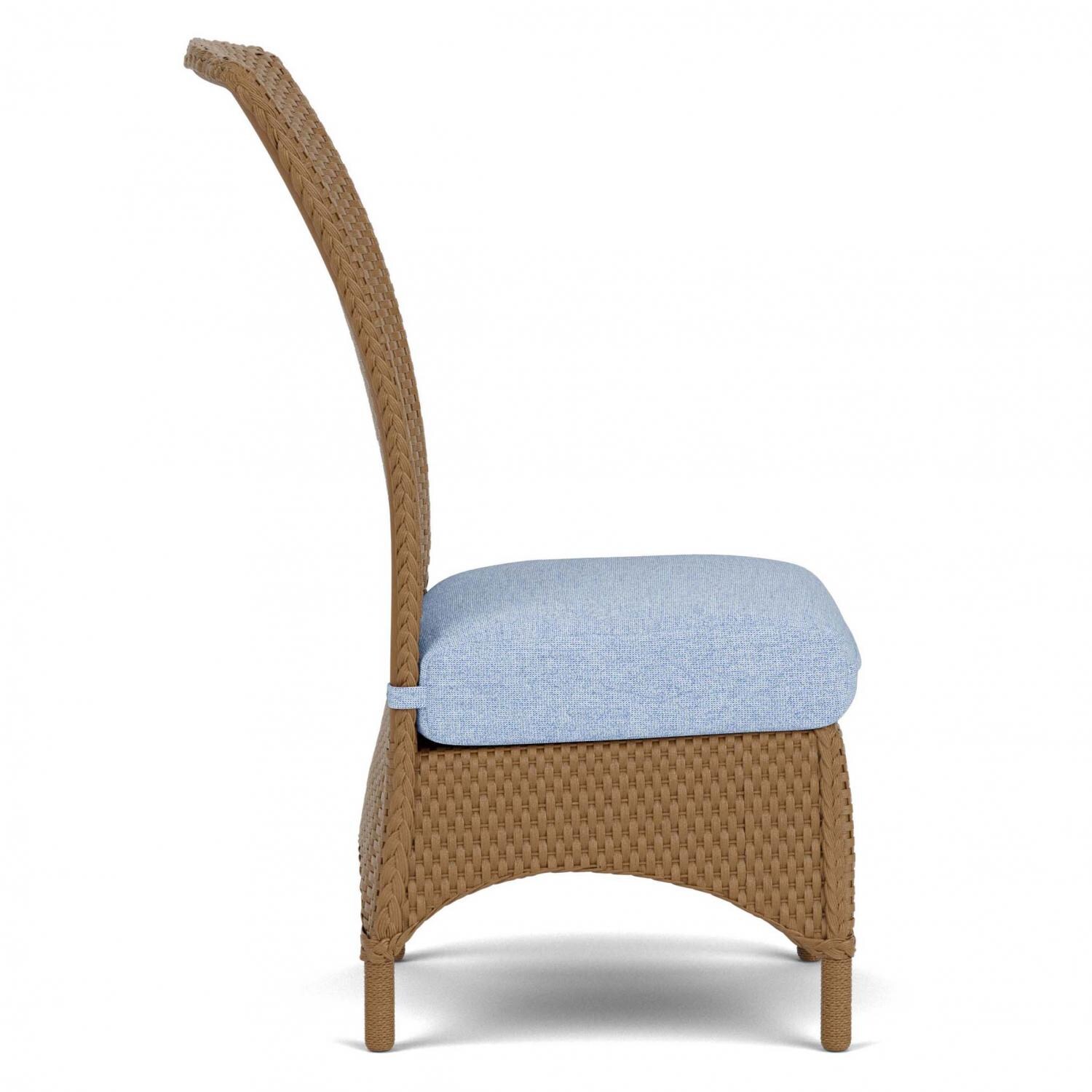 Lloyd Flanders Mandalay Armless Dining Chair in Bark Finish with Remy Cloud Fabric - Side thumbnail