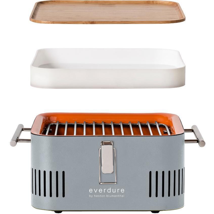 Everdure HBCUBESUS CUBE 17-Inch Portable Charcoal Grill - Stone - Deconstructed View thumbnail