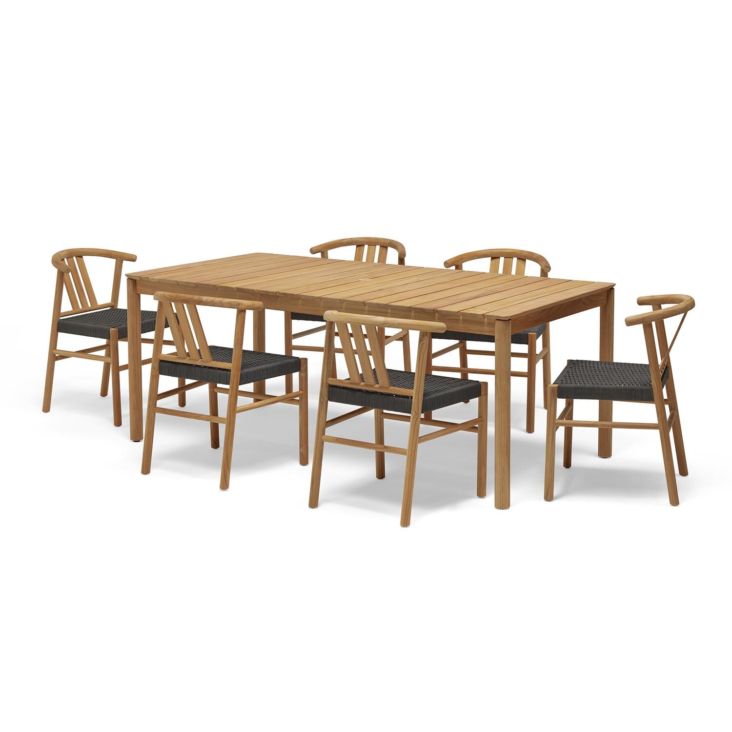 Neighbor HVN-RDT-SET 7 Piece Teak Rectangular Dining Set - Full Set thumbnail
