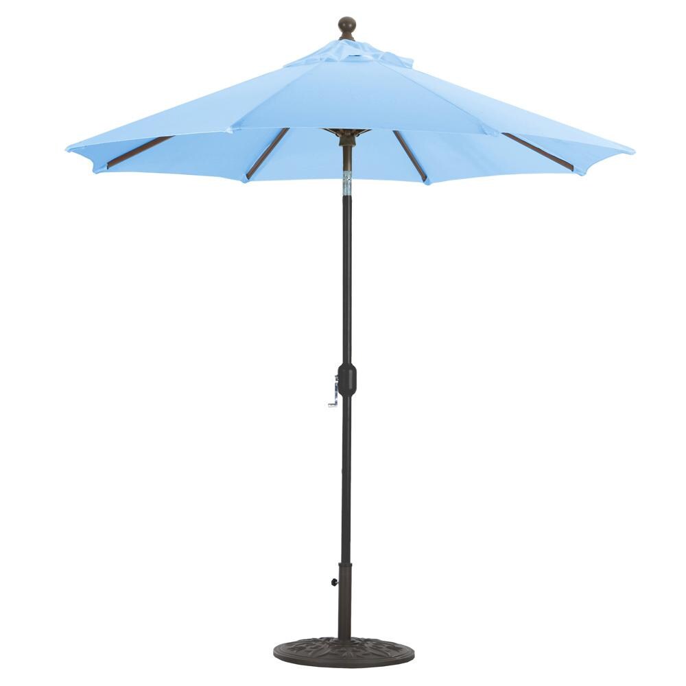 Galtech 7.5 Ft. Octagonal Aluminum Patio Market Umbrella W/ Crank Lift And Deluxe Auto Tilt - Black Frame W/ Sunbrella Canvas Air Blue Canopy