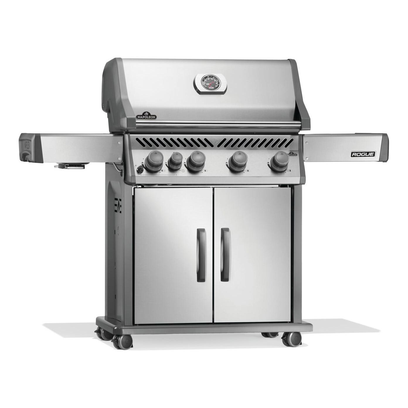 Napoleon R525SBNSS-2-FB Rogue 525 4 Burner Natural Gas Grill w/ Range Side Burner - Stainless Steel - Left Angled - White Background thumbnail
