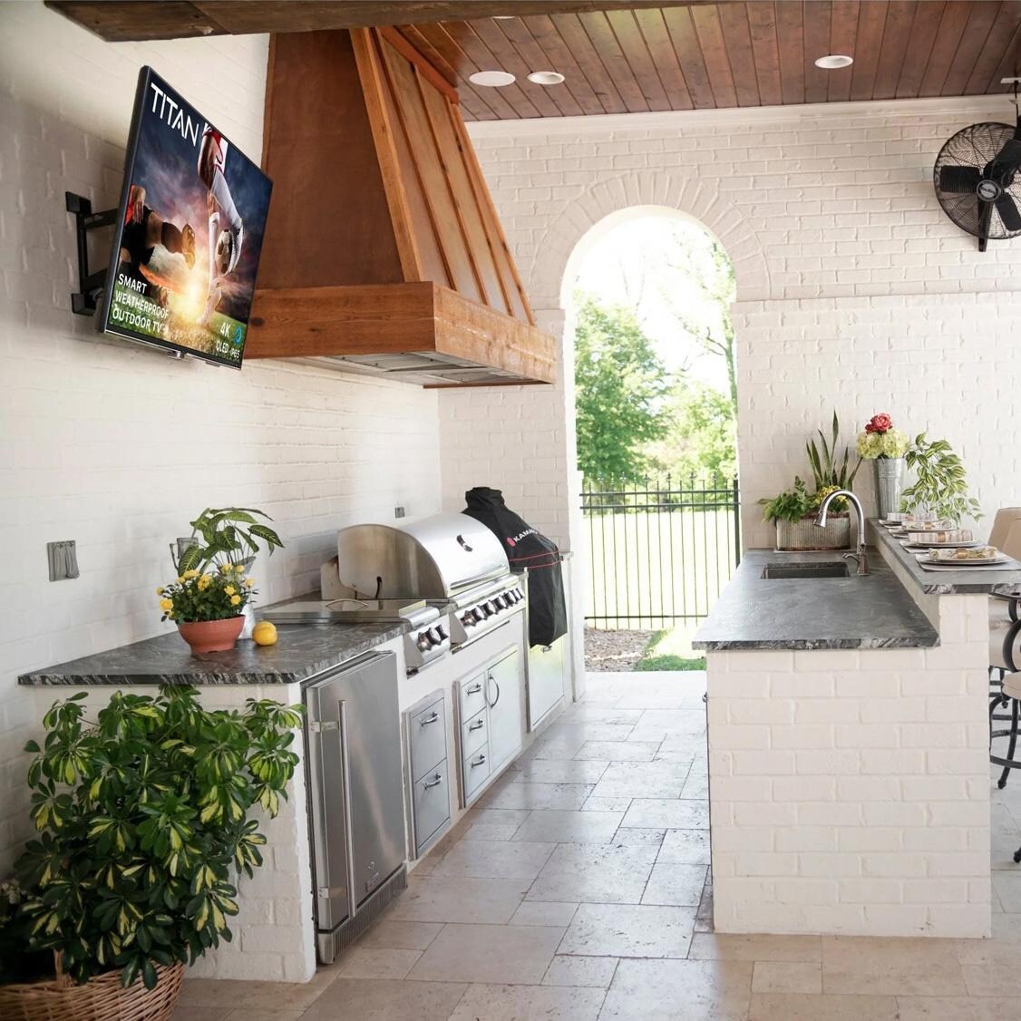 Titan BQG-S200-QLED-075-010 S200 Series 75 Inch Full Sun 4K QLED Smart Outdoor TV W/ Quantum Processor Lite & Built-In Alexa - Installed - Lifestyle thumbnail