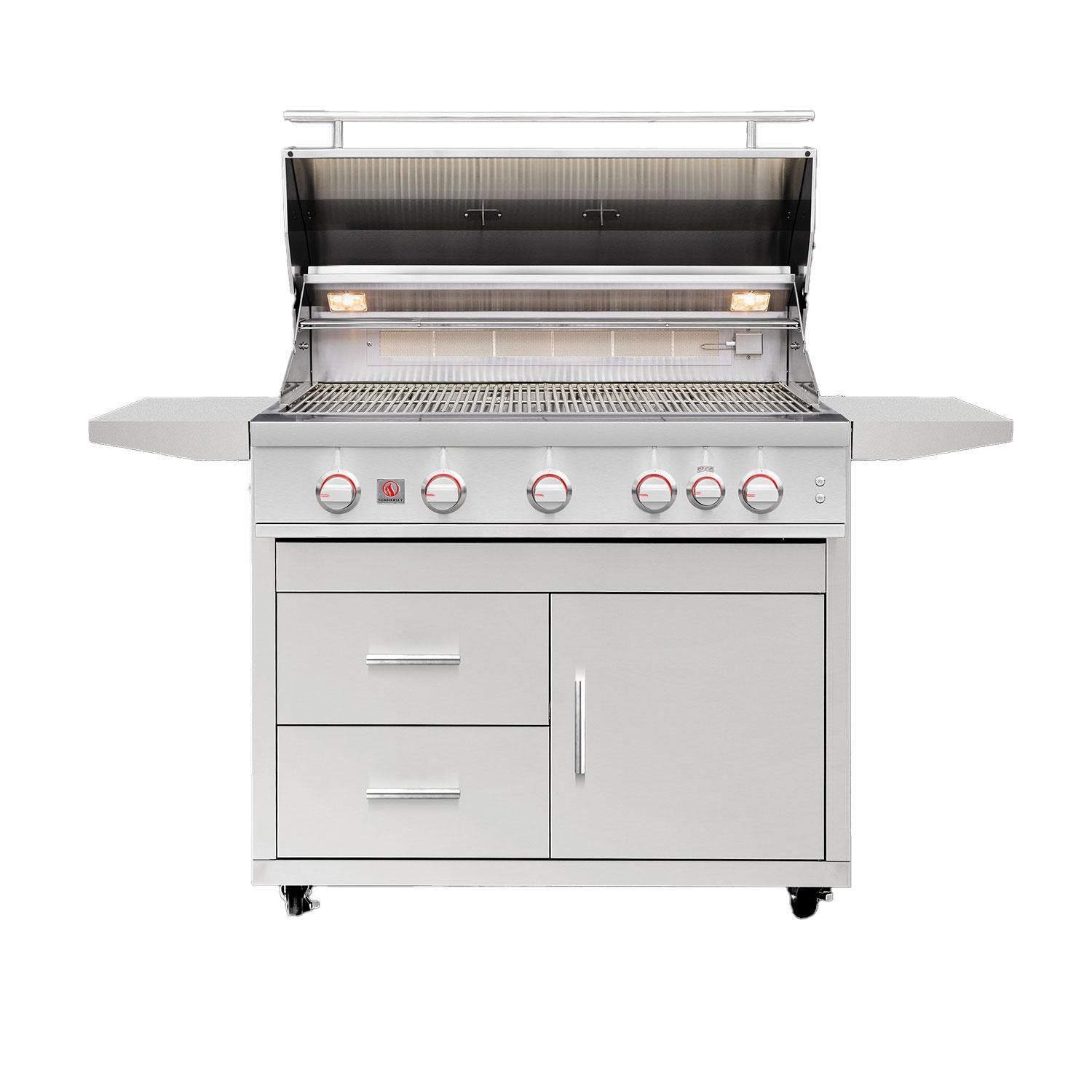 Summerset Sizzler Pro 40-in 5 Burner Freestanding Propane Grill w/ Rear Infrared Burner - Open - White Background thumbnail