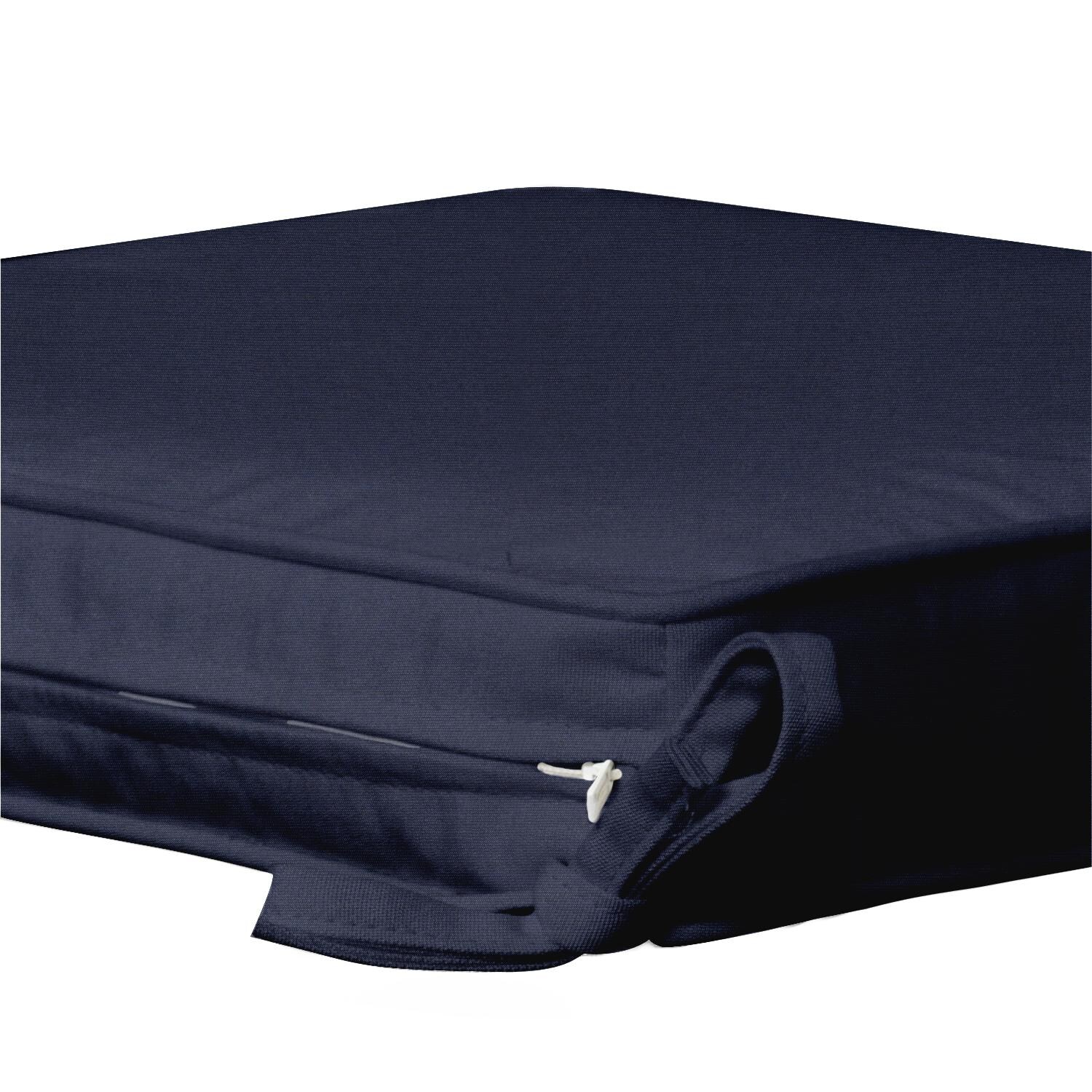 Sunbrella Spectrum Indigo Large Outdoor Replacement Seat Cushion W/ Piping By UltimatePatio.com - Zipper and Tie Detail thumbnail