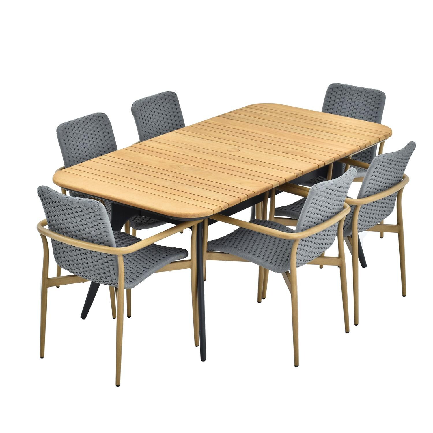 Lakeview Outdoor Designs LV-3410-7 Dove Cay 5 Pc Aluminum Dining Set in Gray By Lakeview - Set - White Background thumbnail