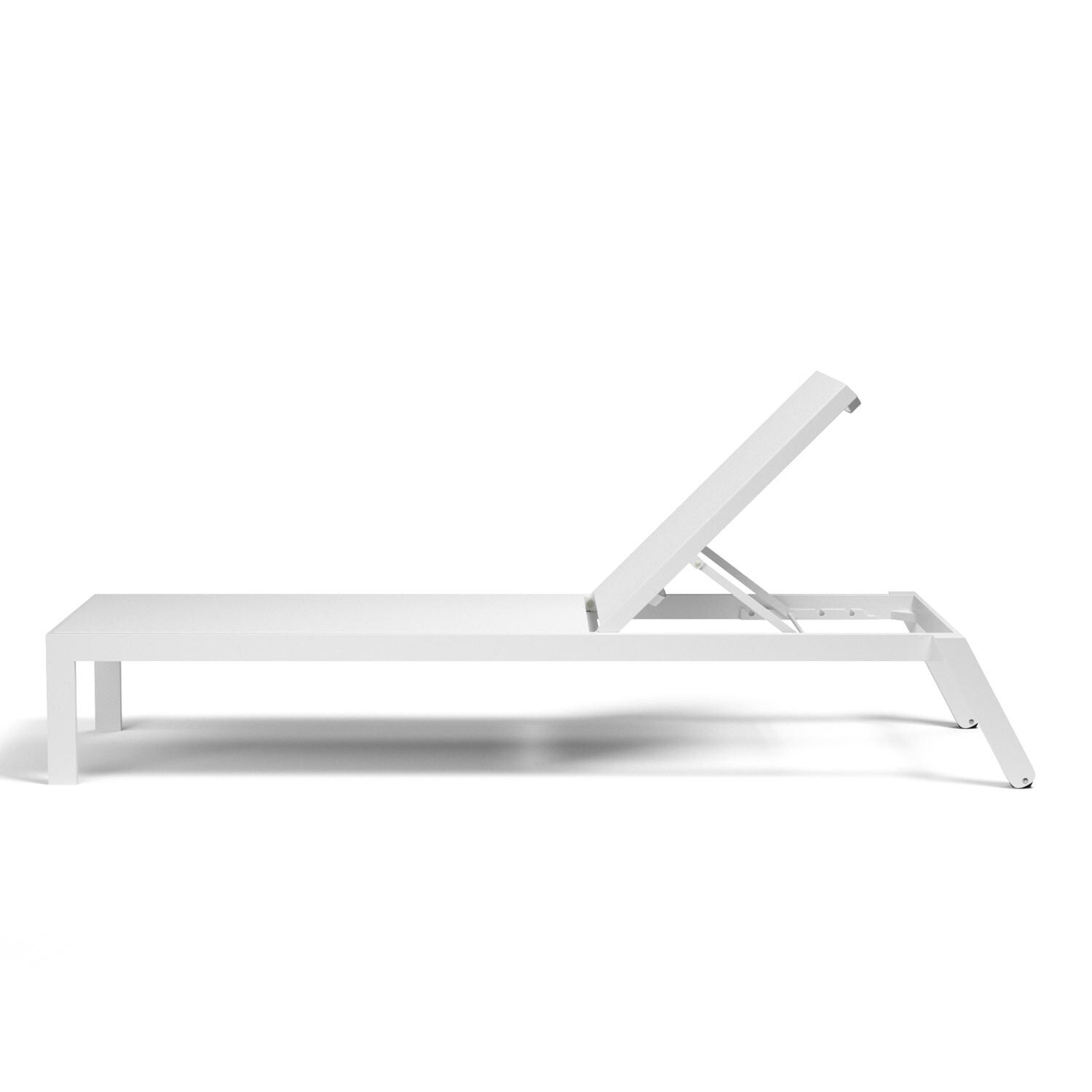 Sunset West - 1101-9 - Naples Aluminum Stackable Patio Sling Chaise W/ Textilene Frost Sling - Side View thumbnail