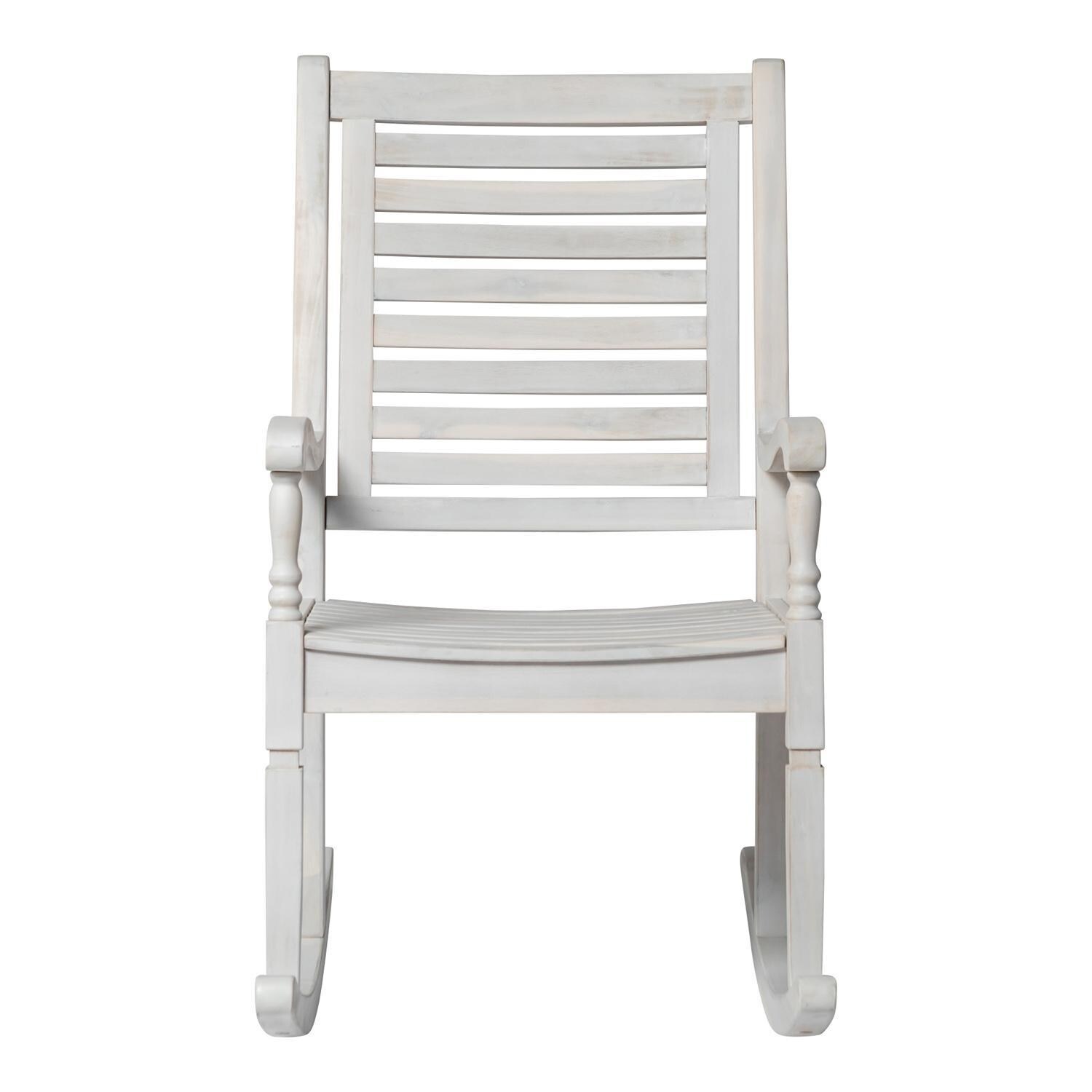 Ultimate Patio Horizon Way Acacia Patio Rocking Chair - White Wash - Front View thumbnail