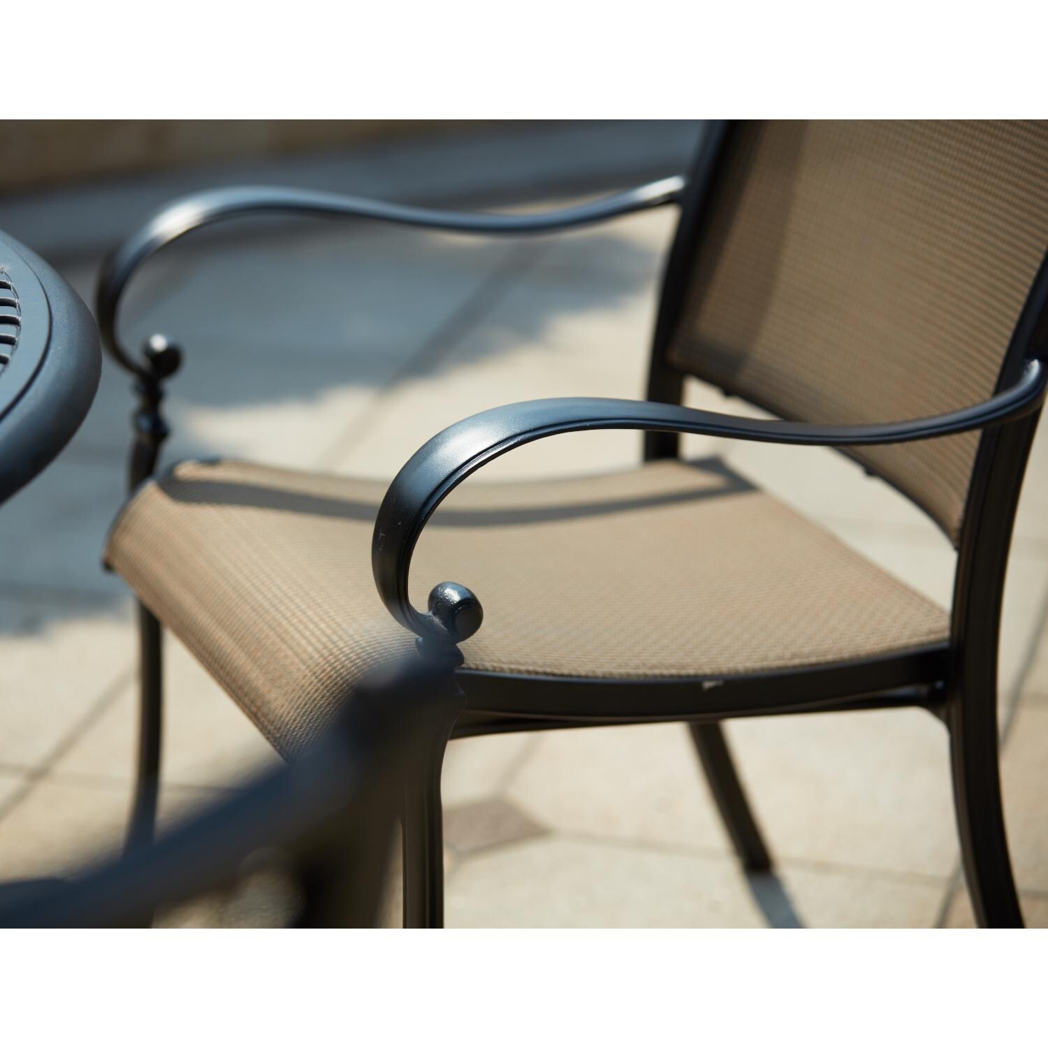 Darlee 201610-9PC-60W Mountain View Cast Aluminum Dining Arm Chair - Arm Detail thumbnail