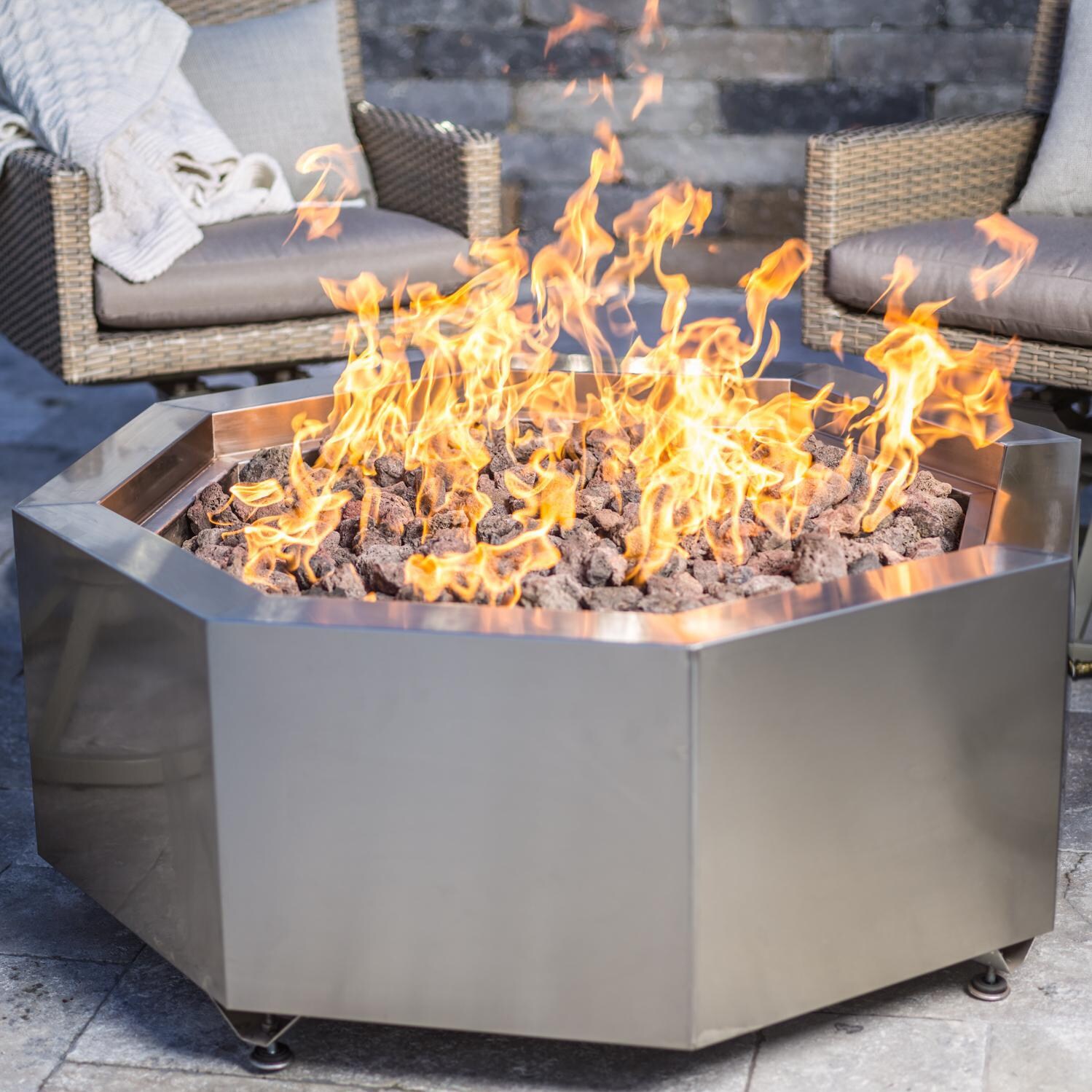 Lakeview Outdoor Designs 42-Inch Stainless Steel Octagon Fire Pit - Lifestyle thumbnail