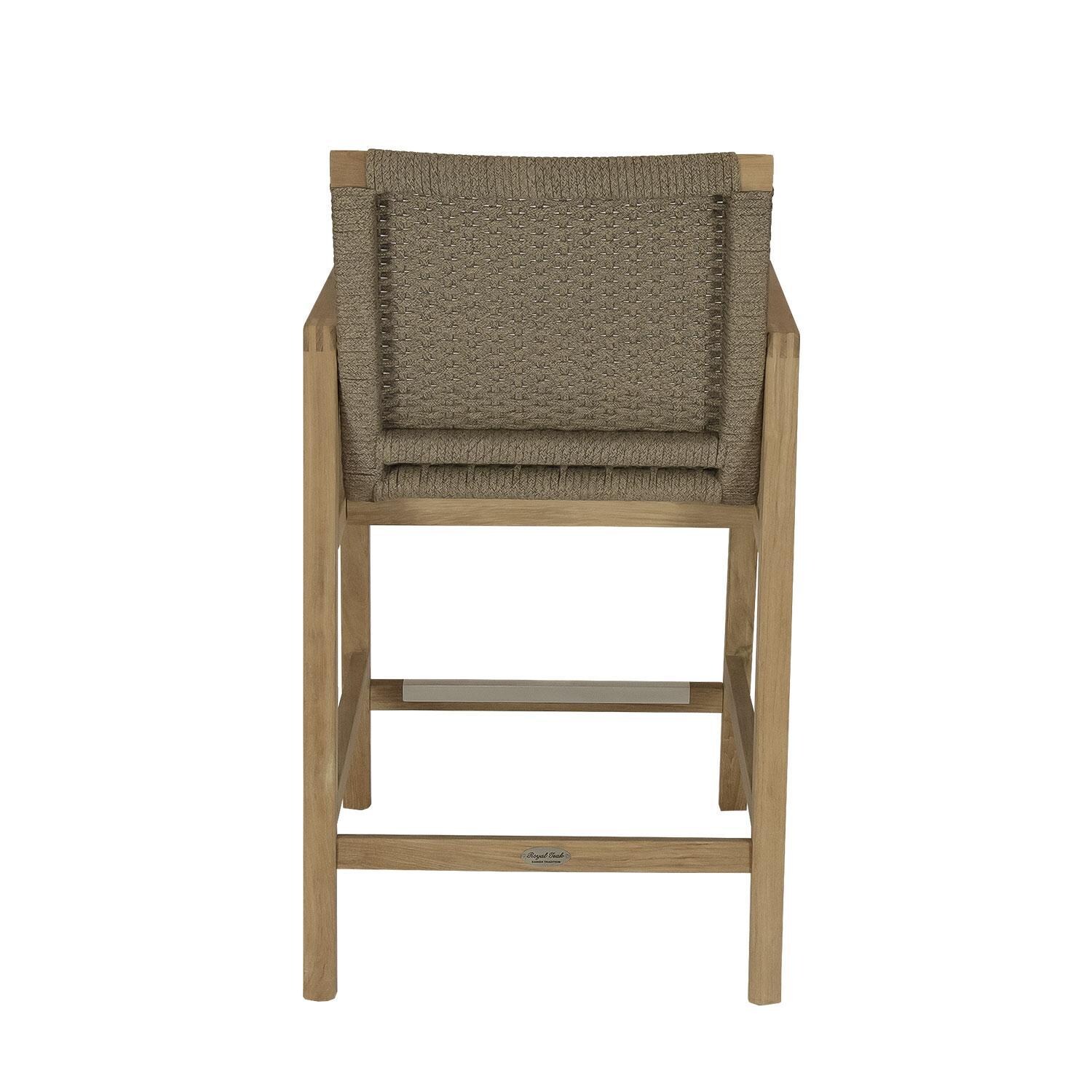 Admiral Rope Counter Height Dining Chair in Brown Sand by Royal Teak Collection - Rear View - White Background thumbnail