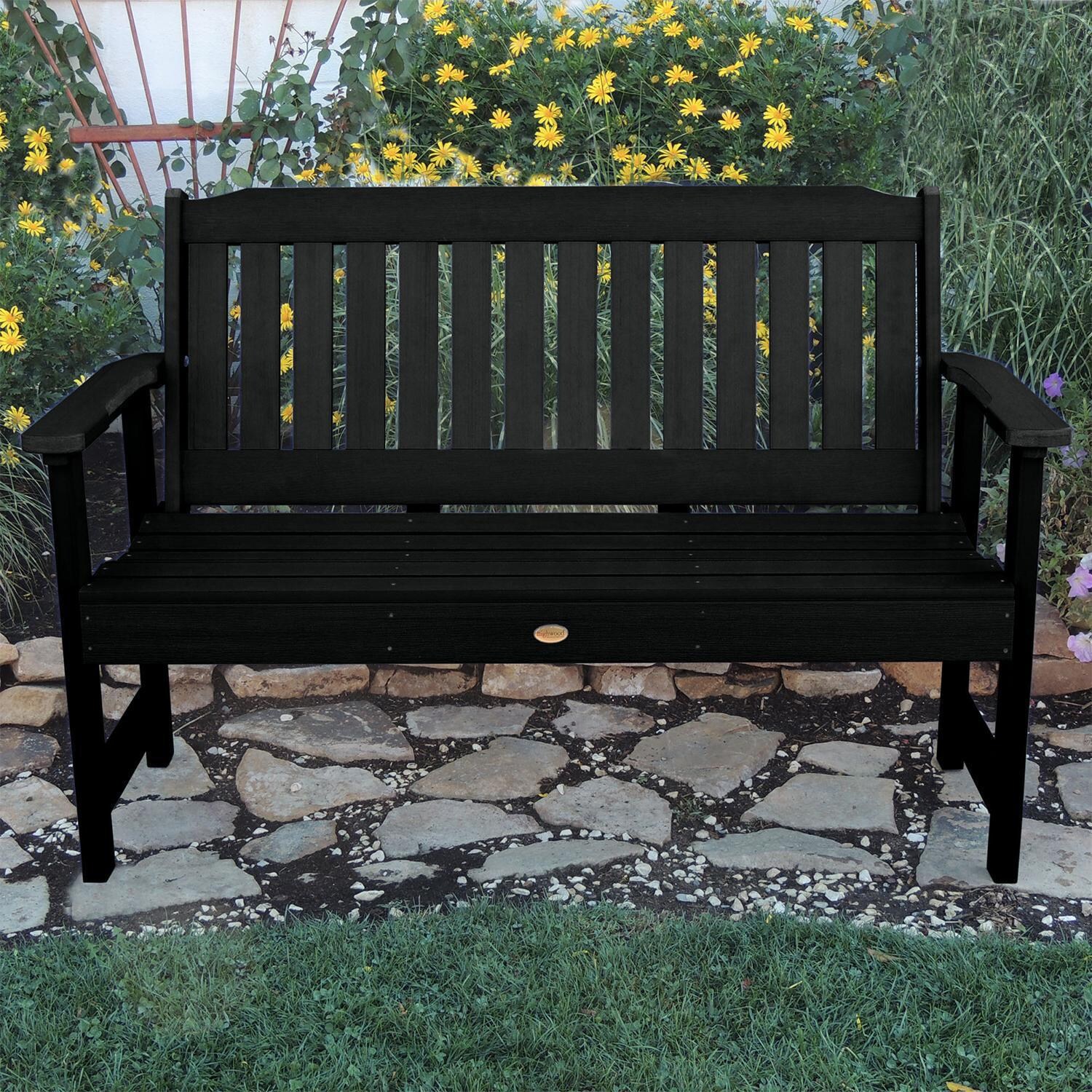 Lakeview Hart Lane Garden Bench - 5ft - Black - Front View thumbnail