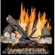 GasLogGuys 18 Inch Rustic Canyon Charred Oak Vented Natural Gas Log Set + H-Burner + Variable Flame Remote image