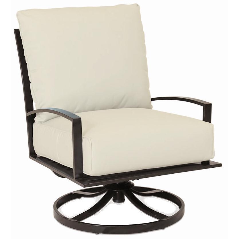 La Jolla Aluminum Swivel Rocker Club Chair in Espresso/Canvas Flax by Sunset West