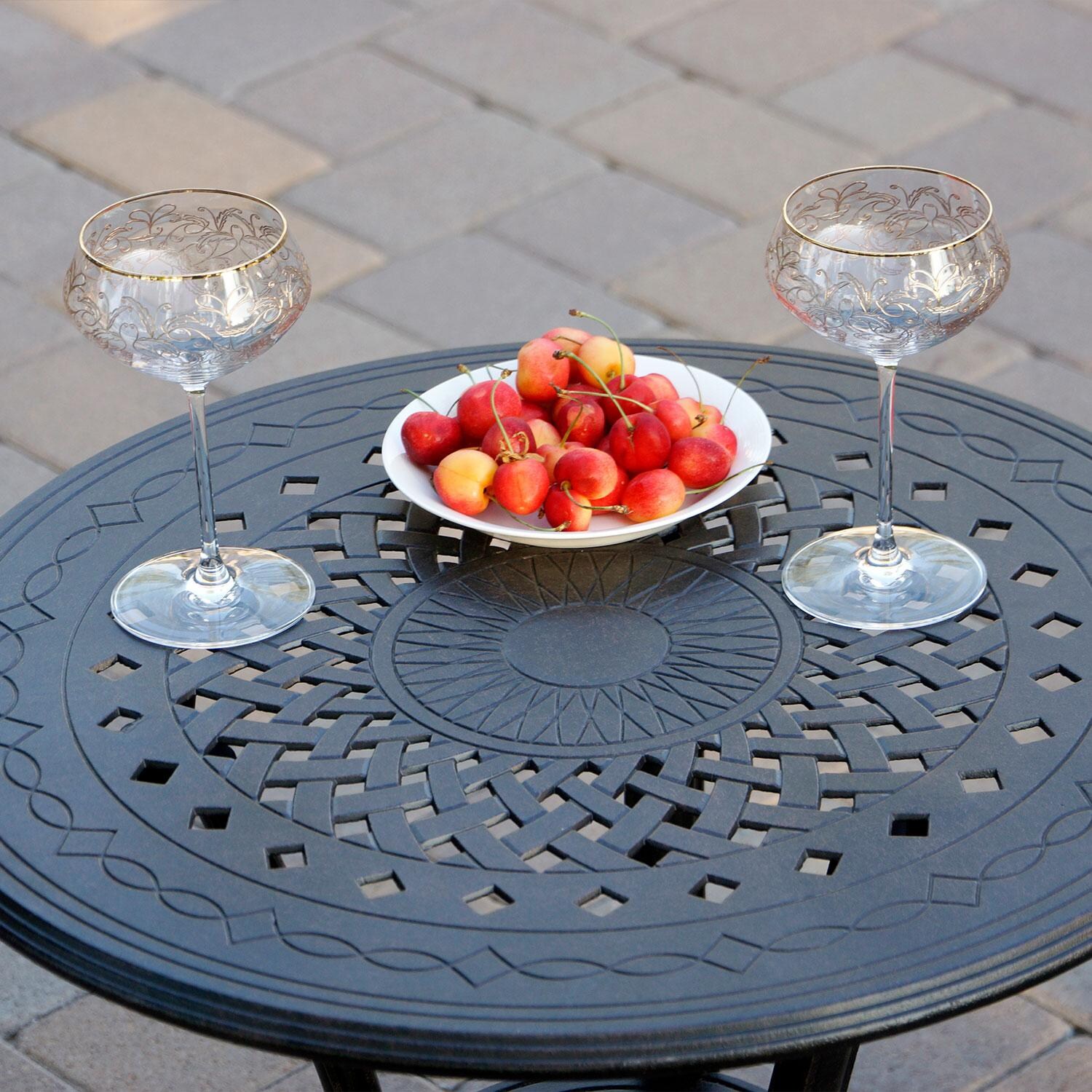 Darlee Cast Aluminum 24-in Round End Table - Supports Food & Beverages - Lifestyle thumbnail