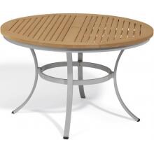 Travira 47 Inch Round Aluminum Dining Table W/ Tekwood Natural Top By Oxford Garden image