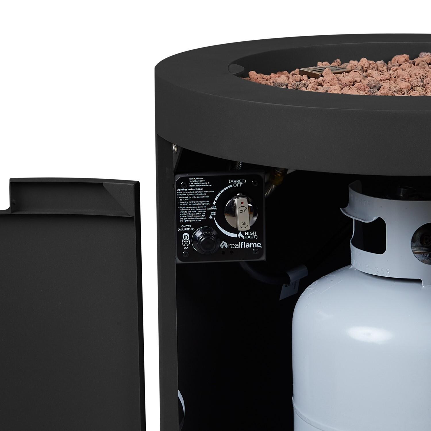 Elysian 24 Inch Round Steel Propane Fire Pit Table in Black by Lakeview - Control Panel - Detail thumbnail